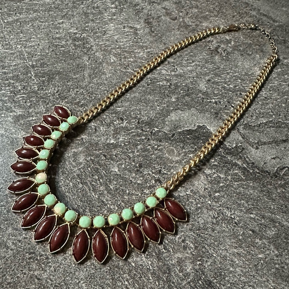 Vintage Gold Chain Necklace with Marquise Cut Stones - Picture 3 of 5